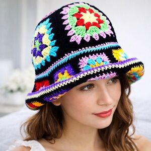 Granny Squares Crochet Bucket Hat